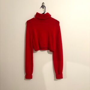 Princess Polly Vibrant Red Cropped Turtleneck Sweater